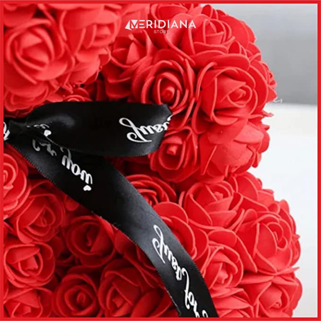 Meridiana Orsetto di rose 25 cm con luci LED e scatola regalo — dettaglio del prodotto