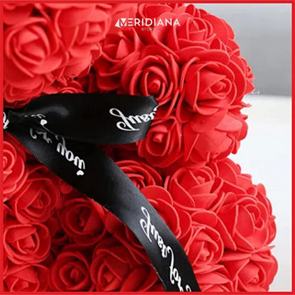 Meridiana Orsetto di rose 25 cm con luci LED e scatola regalo — dettaglio del prodotto
