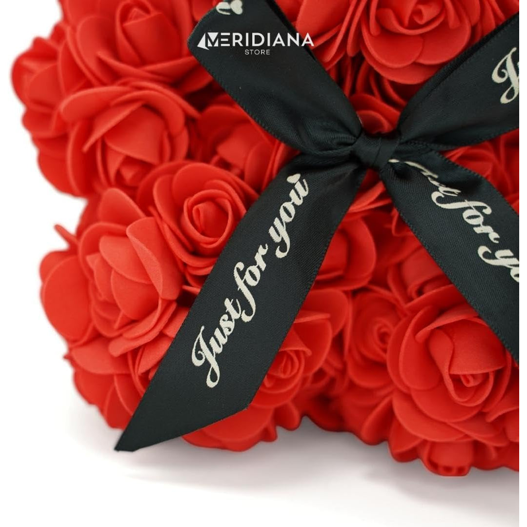 Meridiana Orsetto di rose 25 cm con luci LED e scatola regalo — dettaglio del prodotto