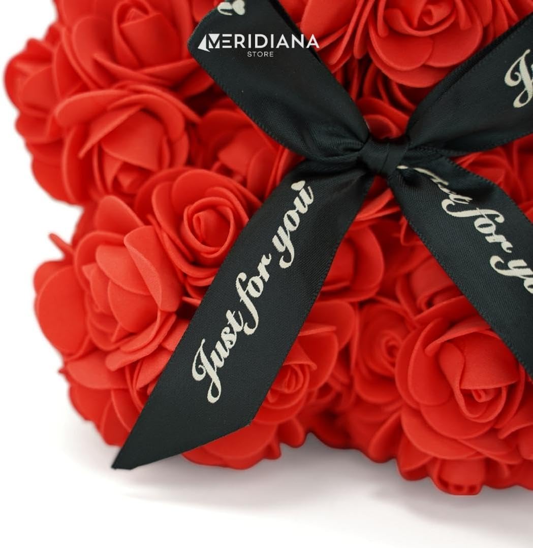 Meridiana Orsetto di rose 25 cm con luci LED e scatola regalo — dettaglio del prodotto