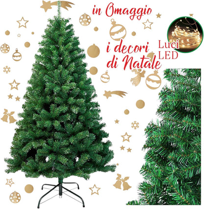 Meridiana Albero di Natale 240 cm con 2921 rametti, decori e LED — Verde