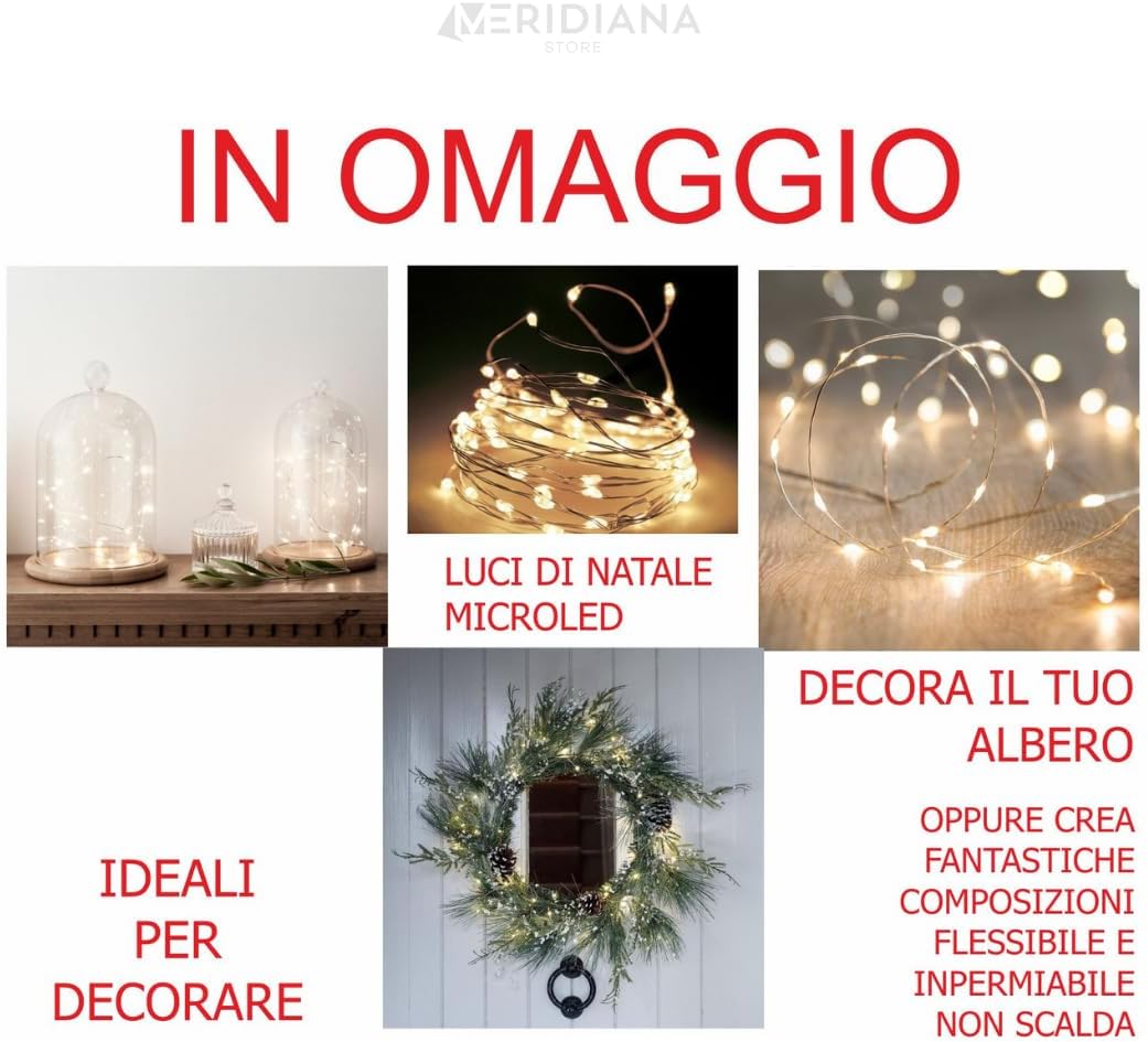 Meridiana Albero di Natale 240 cm con 2921 rametti, decori e LED — dettaglio del prodotto
