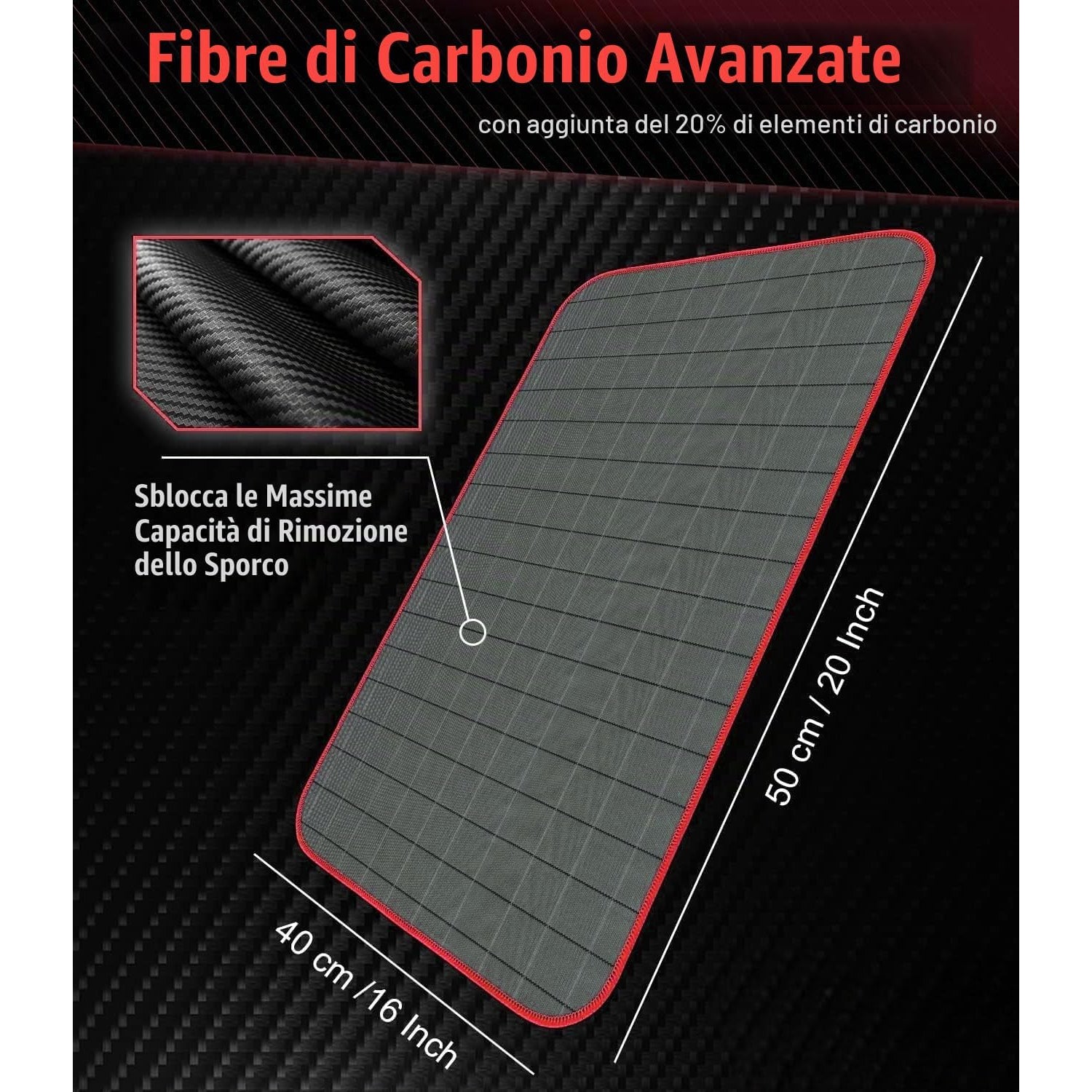 Meridiana 6 panni in microfibra di carbonio 50×40 cm, 400 GSM — dettaglio del prodotto