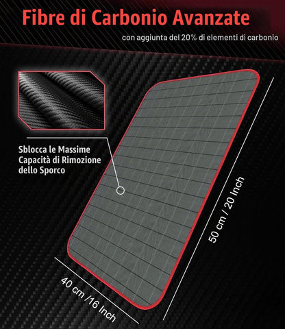 Meridiana 6 panni in microfibra di carbonio 50×40 cm, 400 GSM — dettaglio del prodotto