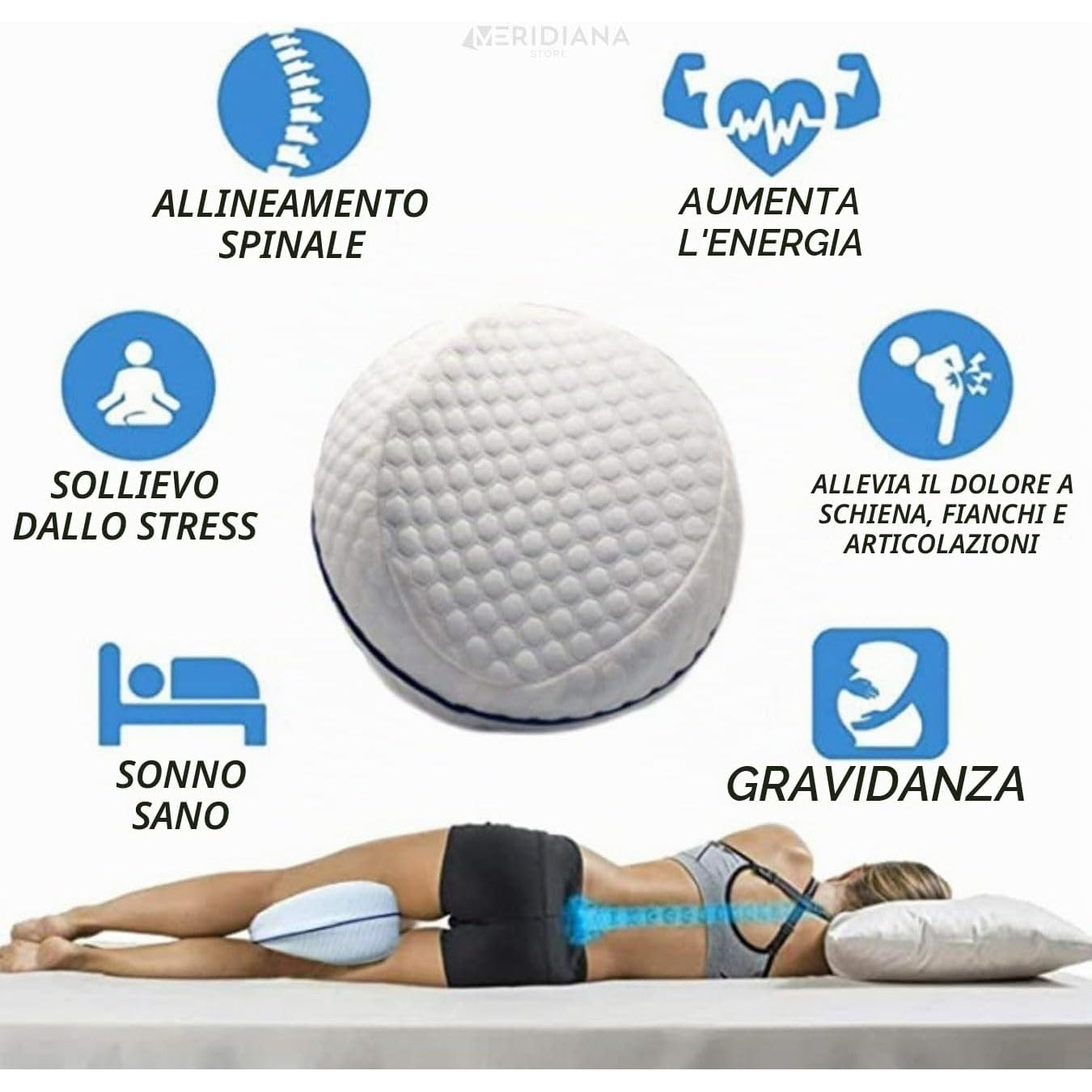 Cuscino Meridiana in memory foam per gambe e ginocchia, sfoderabile — foto 6