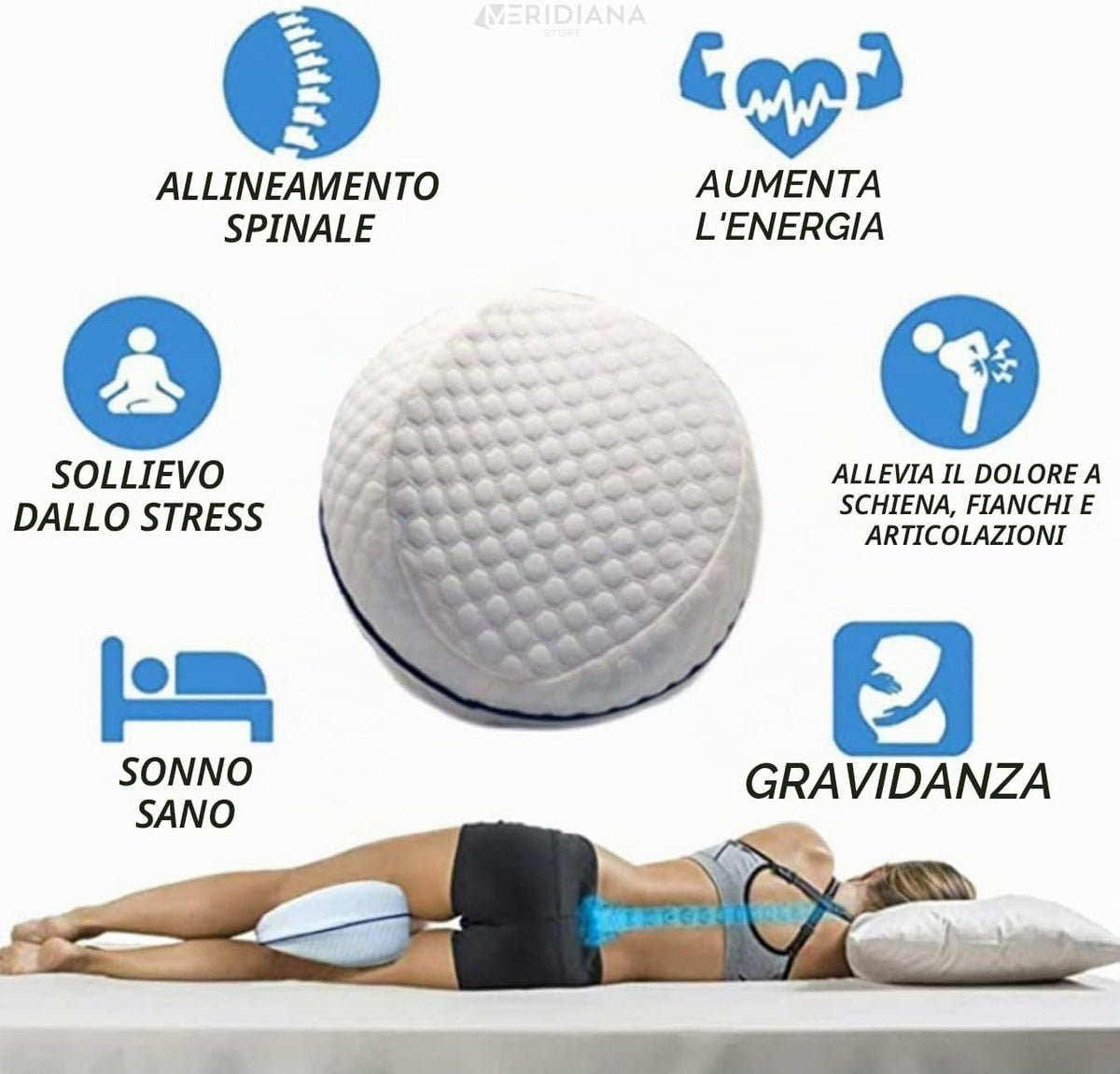 Cuscino Meridiana in memory foam per gambe e ginocchia, sfoderabile — foto 6