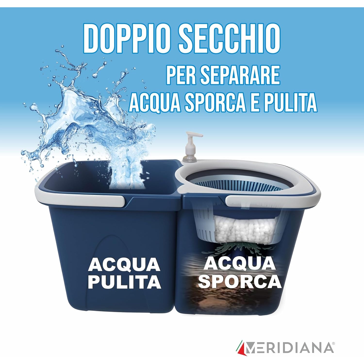 Meridiana Spin Mop a due serbatoi Blu — foto 2