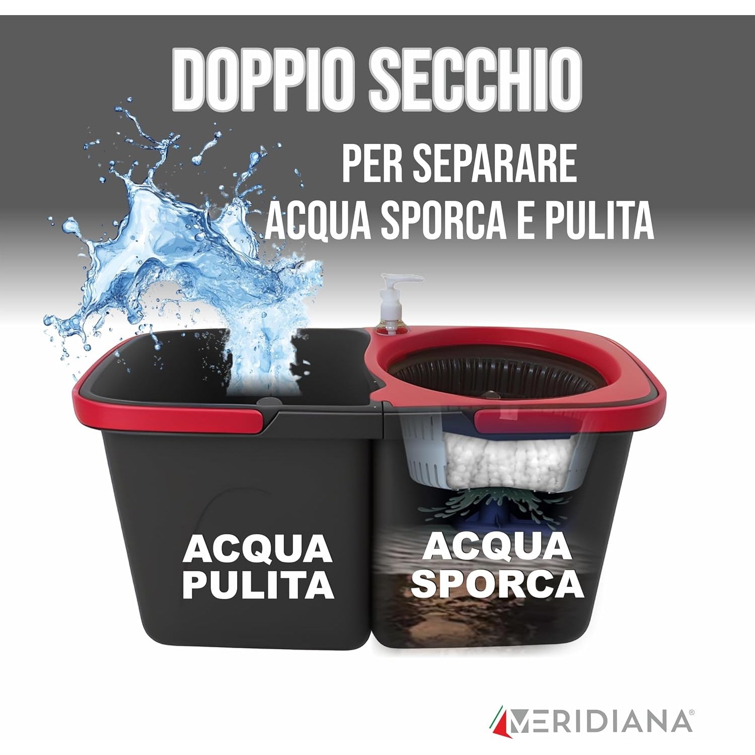 Meridiana Spin Mop a due serbatoi Nero — foto 2