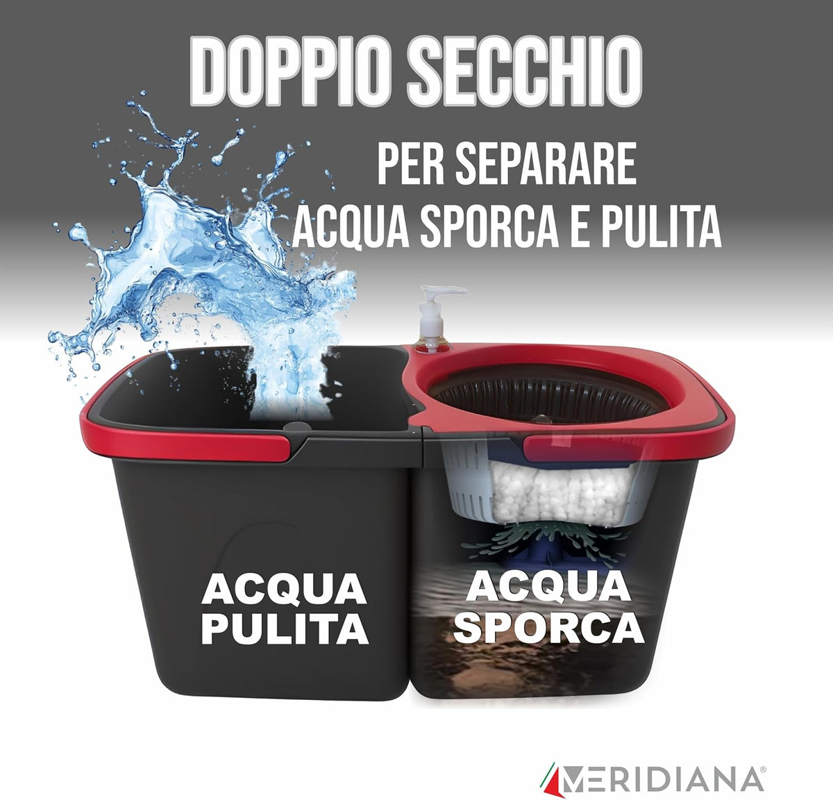 Meridiana Spin Mop a due serbatoi Nero — foto 2