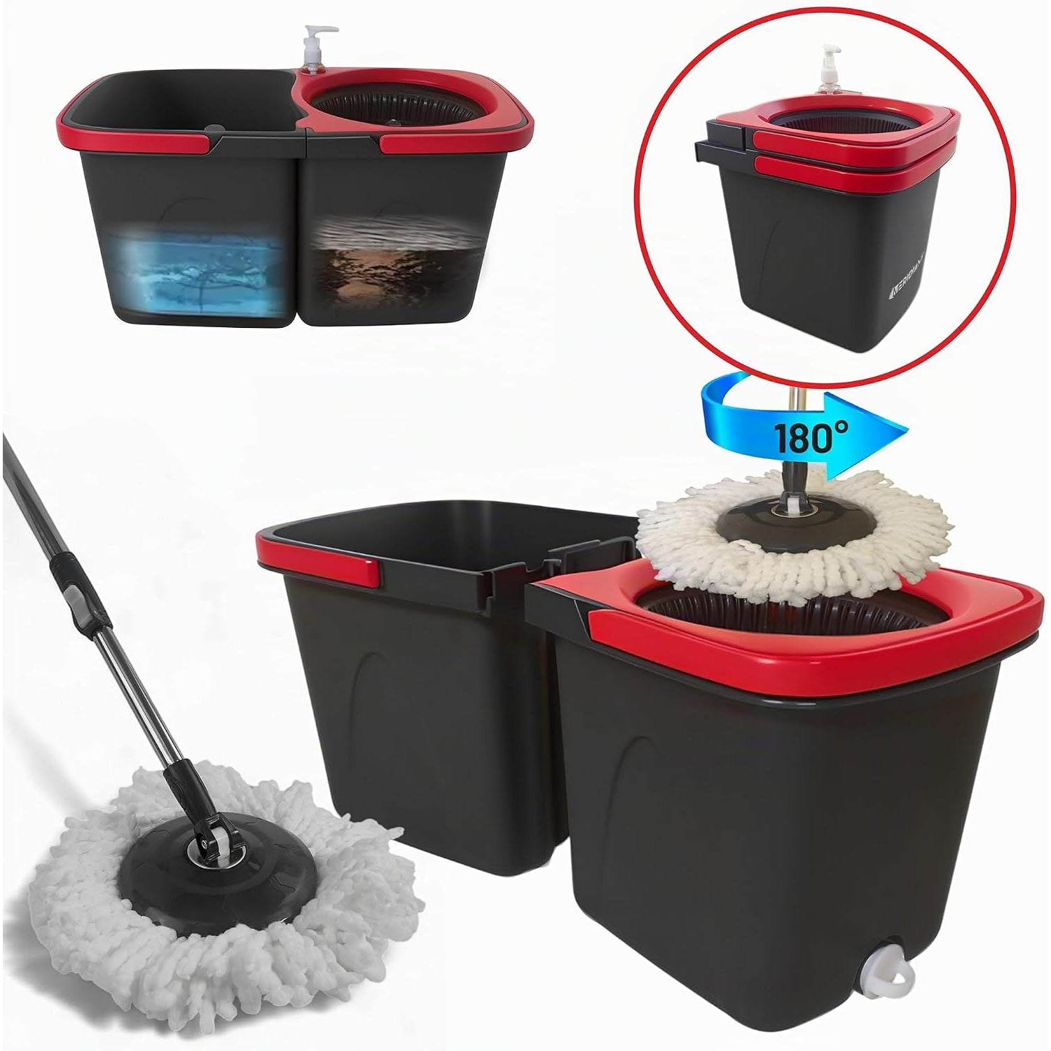 Meridiana Spin Mop a due serbatoi Nero — foto 3
