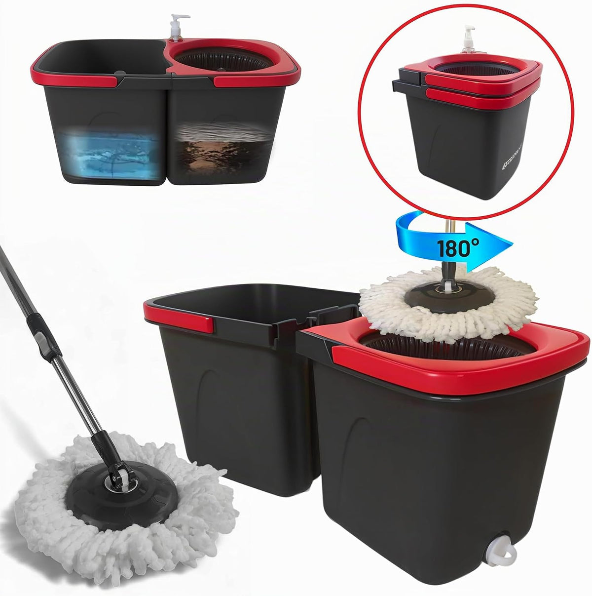 Meridiana Spin Mop a due serbatoi Nero — foto 3