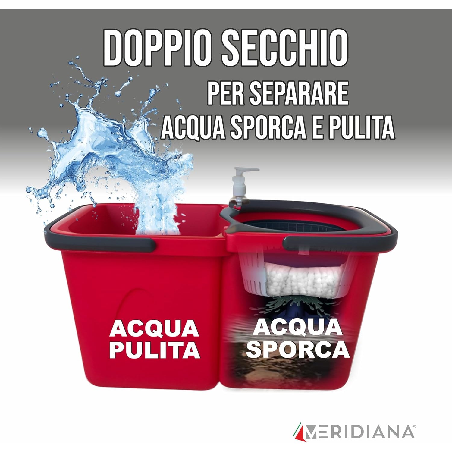 Meridiana Spin Mop a due serbatoi Rosso — foto 2