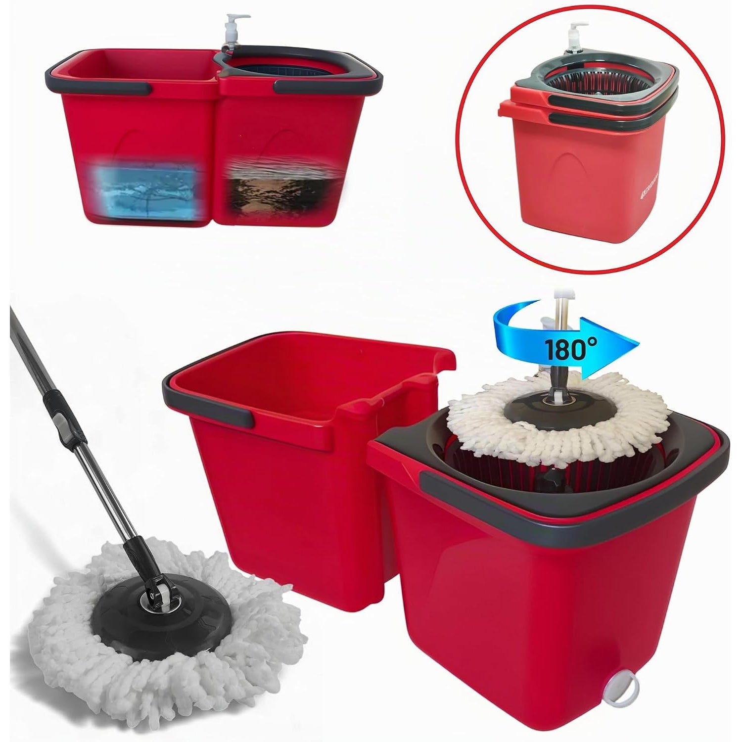 Meridiana Spin Mop a due serbatoi Rosso — foto 3