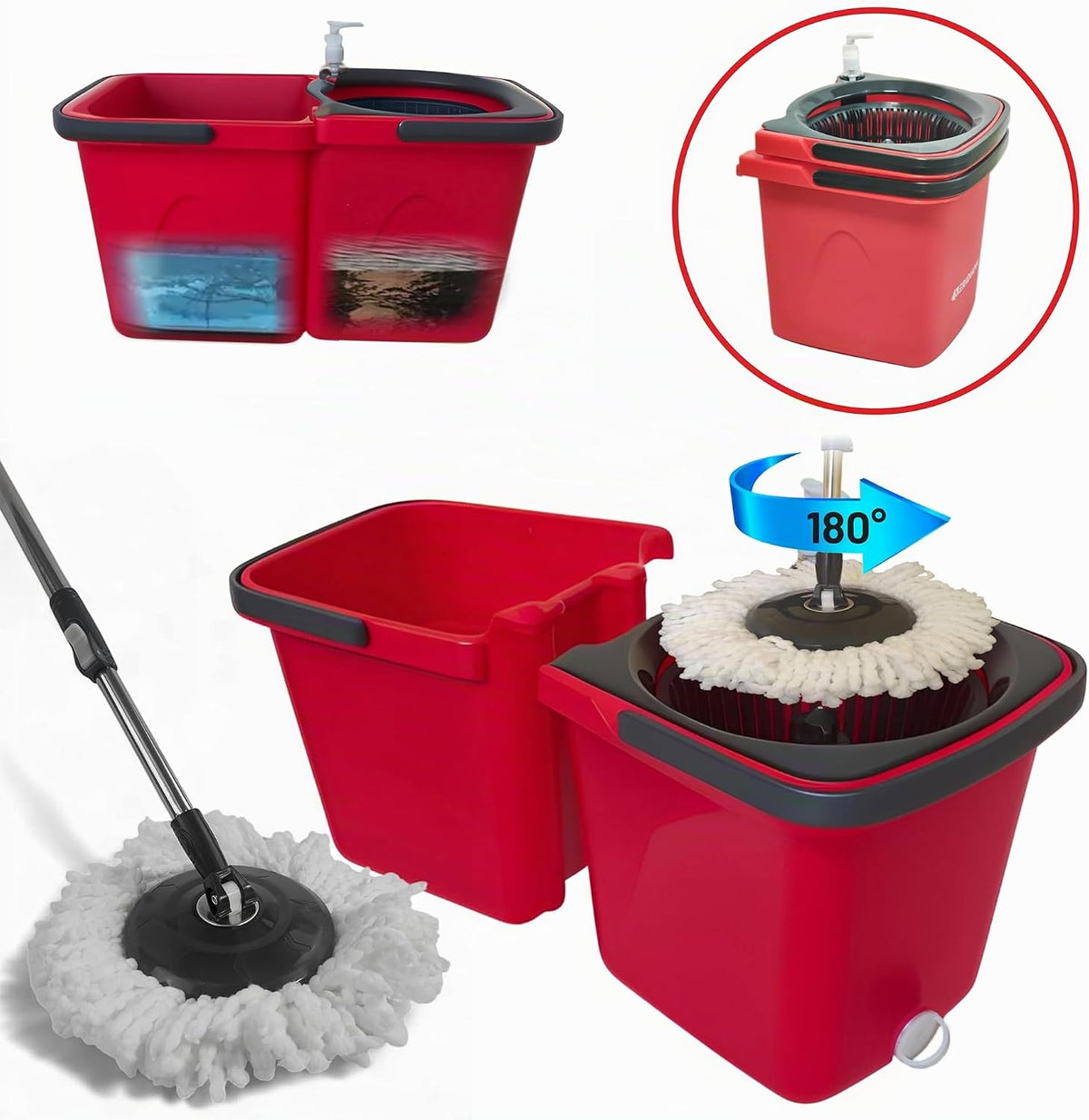 Meridiana Spin Mop a due serbatoi Rosso — foto 3