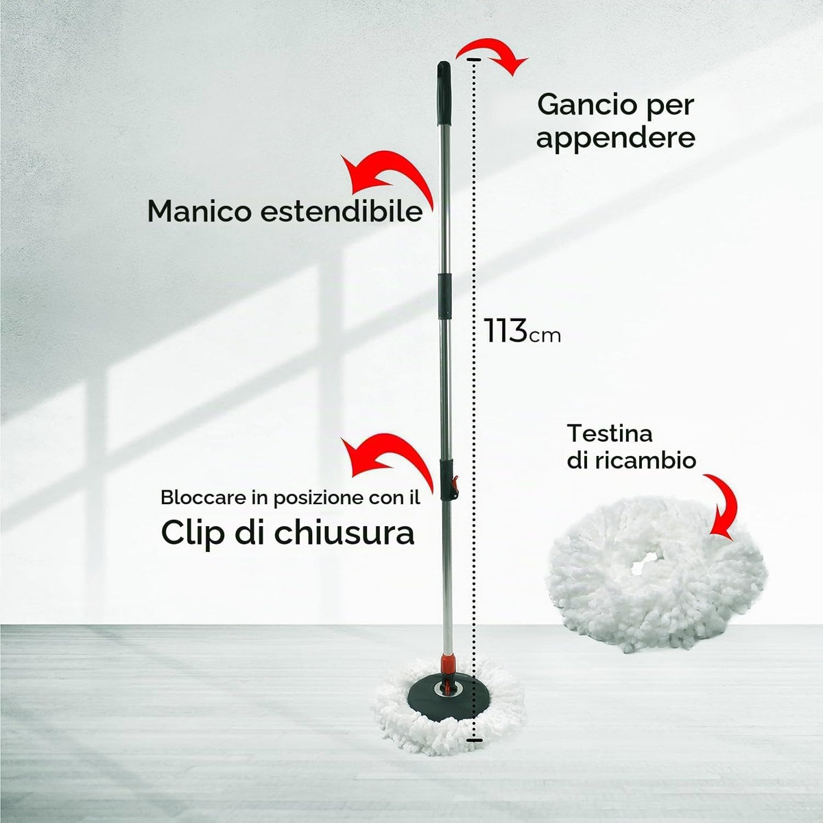 Meridiana Spin Mop con strizzatura manuale Grigio — foto 6