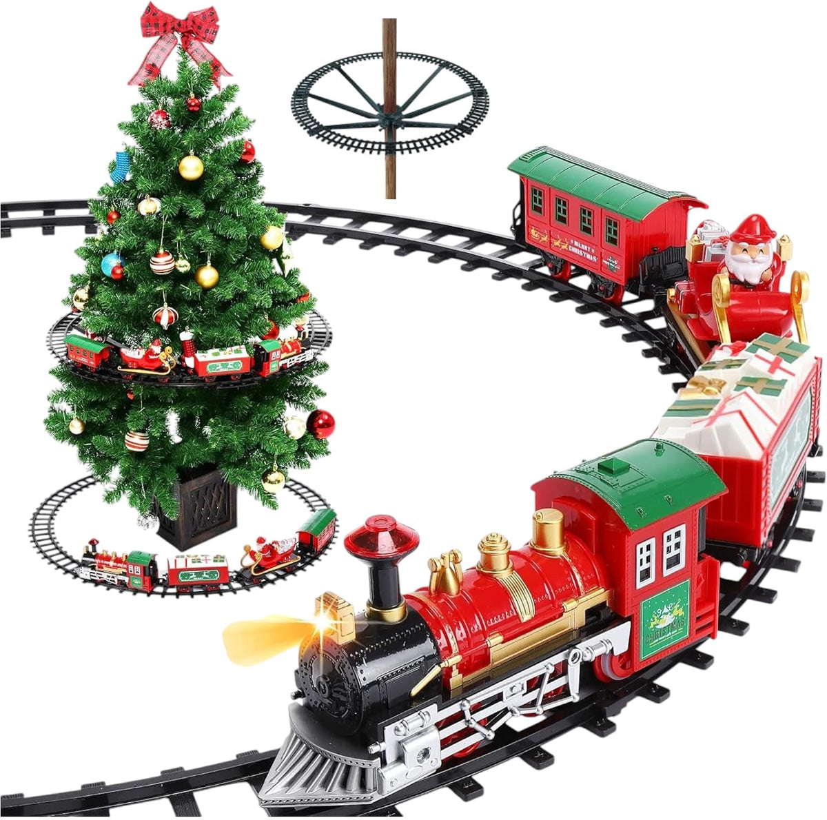 Trenino natalizio Meridiana con supporto per albero, locomotiva e 3 vagoni — foto 1