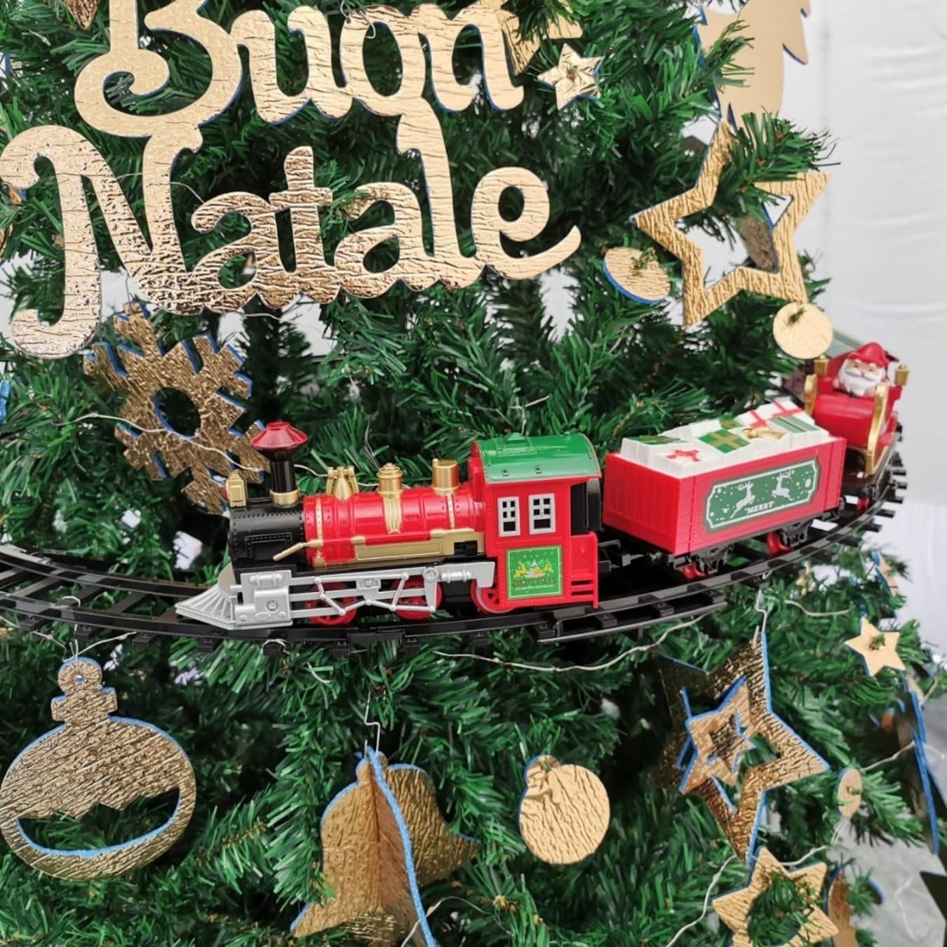 Trenino natalizio Meridiana con supporto per albero, locomotiva e 3 vagoni — foto 6