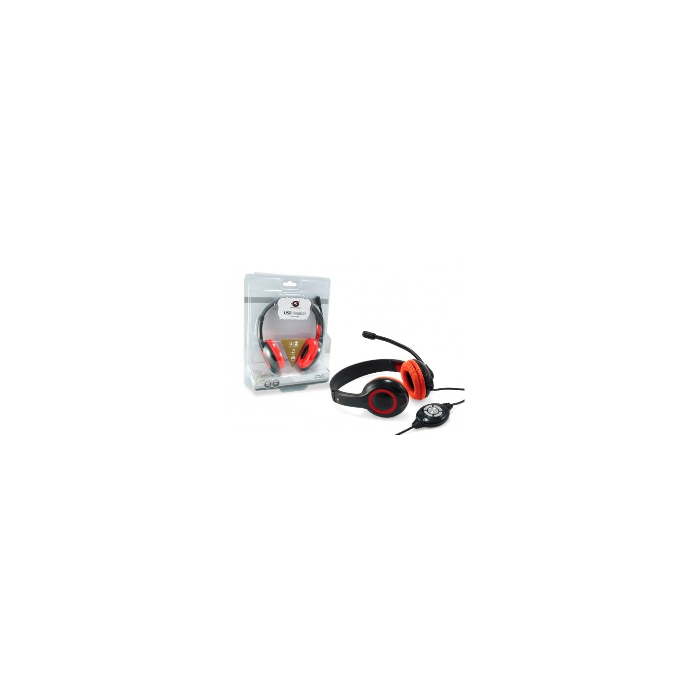 Conceptronic CCHATSTARU2R nero e rosso — cuffie e confezione singola