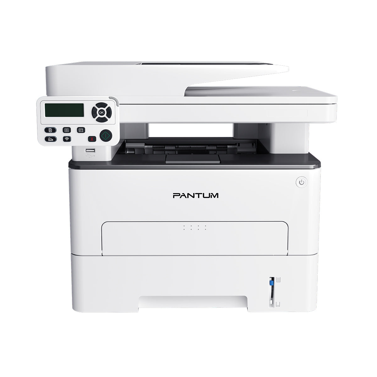 Pantum M7100DW bianca con ADF e pannello LCD — vista 1