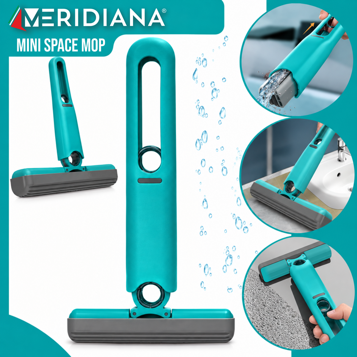 Mini Mop Meridiana con pulitore in microfibra per vetri e superfici