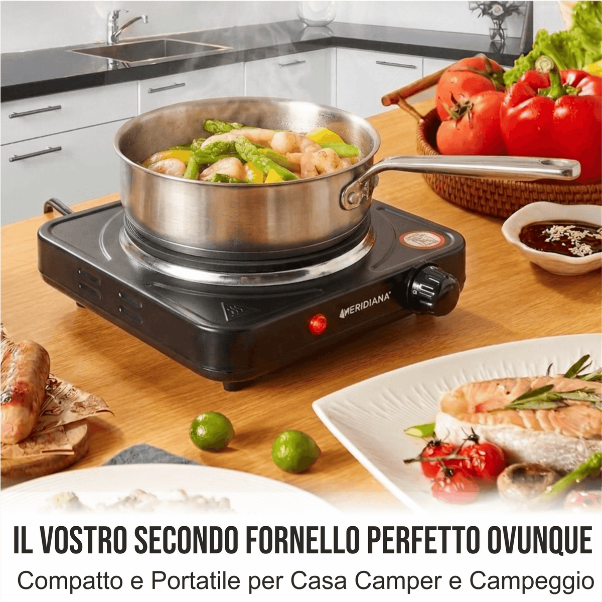 Fornello Elettrico Portatile Meridiana | Piastra in Ghisa - 