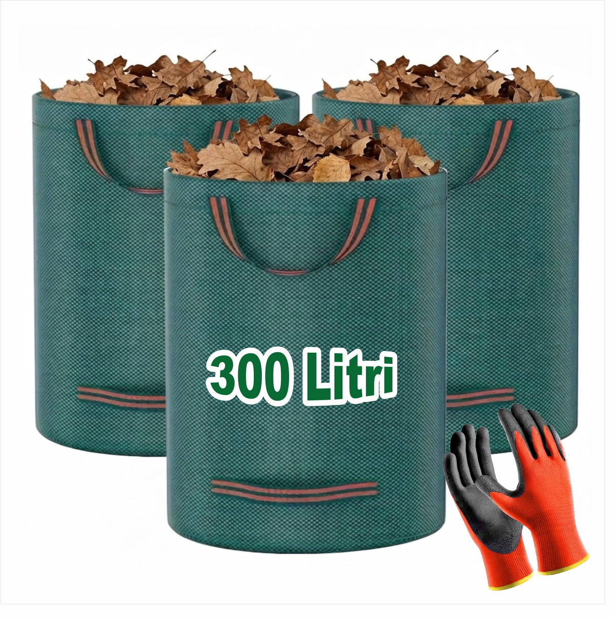 Cura il tuo giardino senza stress con i sacchi giardinaggio resistenti Meridiana. Sacchi per erba tagliata e raccogli foglie auto-reggenti. Guanti regalo!