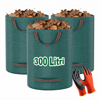 Cura il tuo giardino senza stress con i sacchi giardinaggio resistenti Meridiana. Sacchi per erba tagliata e raccogli foglie auto-reggenti. Guanti regalo!