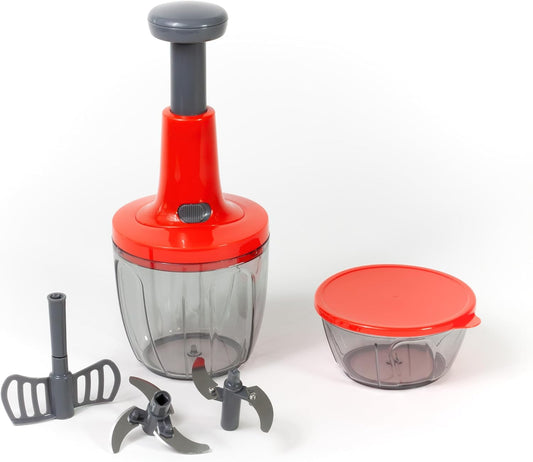 Tritatutto manuale Chef Rotor Meridiana colore rosso con 5 lame