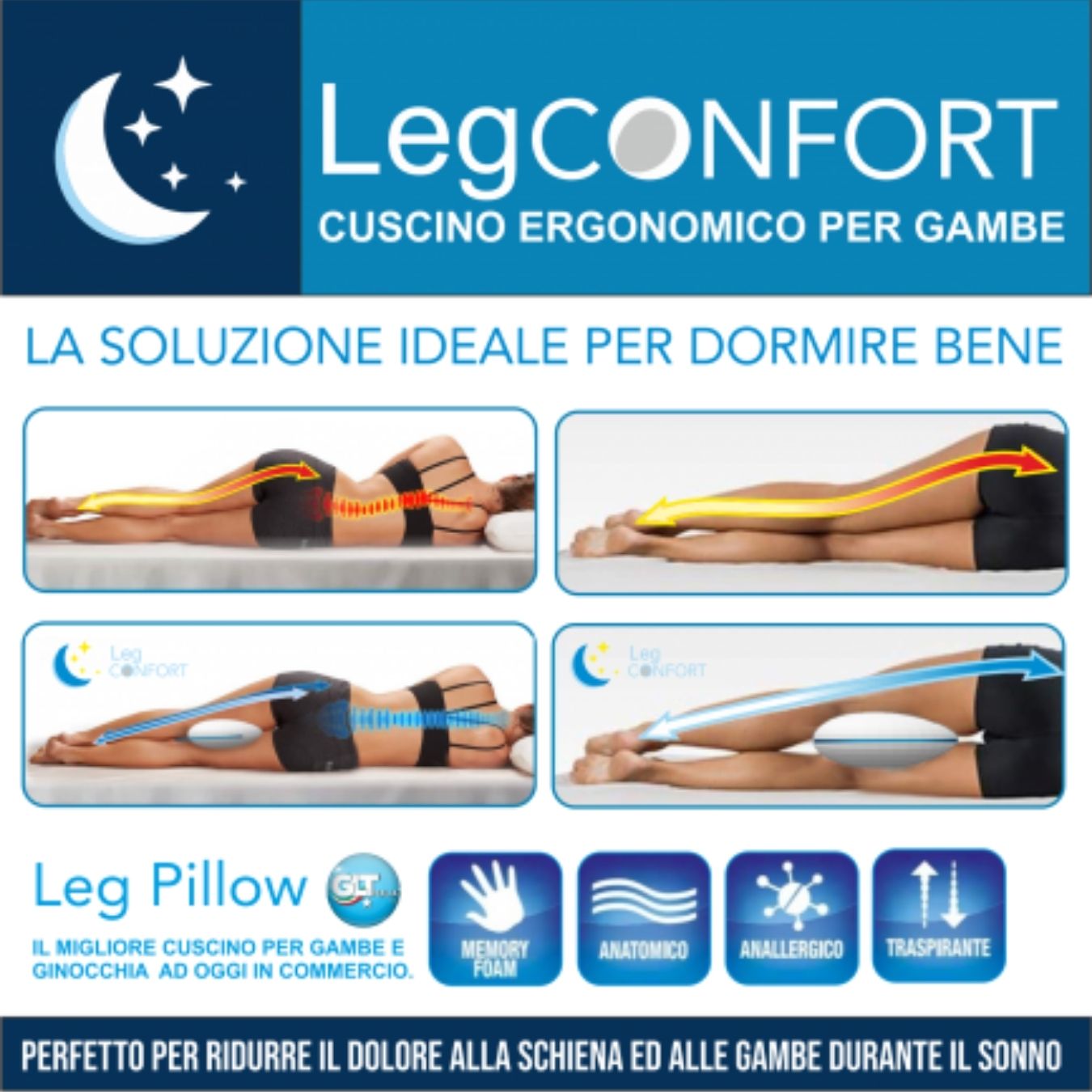 Cuscino Gambe - Leg Confort Sottovuoto - Meridiana Store